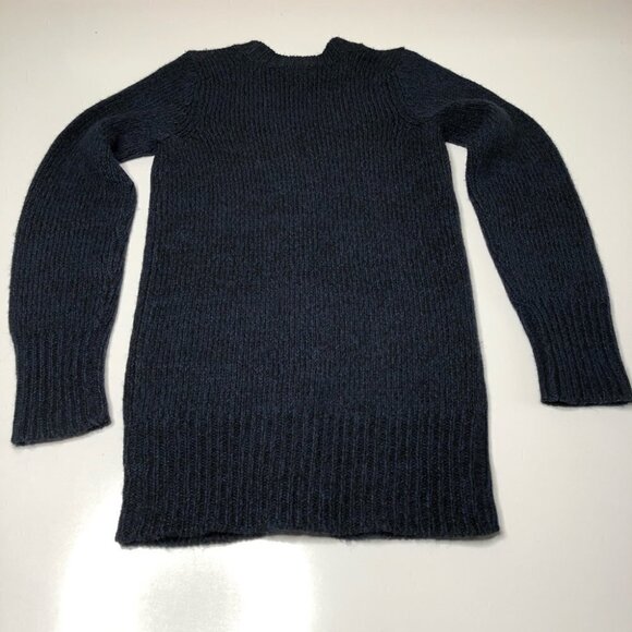 Joe FRESH Deep Navy Chunky Knit Pocket Long Buttonup Grampa Cardigan Sweater - Picture 4 of 14